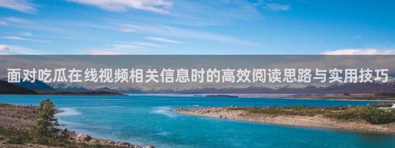 17吃瓜网：面对吃瓜在线视频相关信息时的高效阅读思路与实用技巧